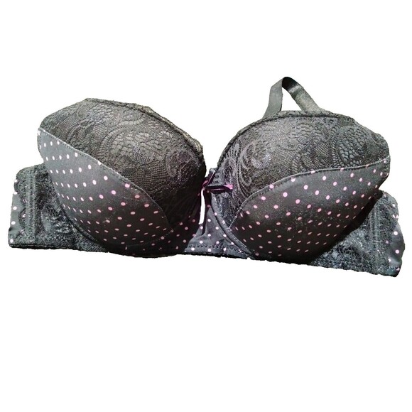 Dainafang Black Bra With Pink Polka Dots 36D - Picture 1 of 2